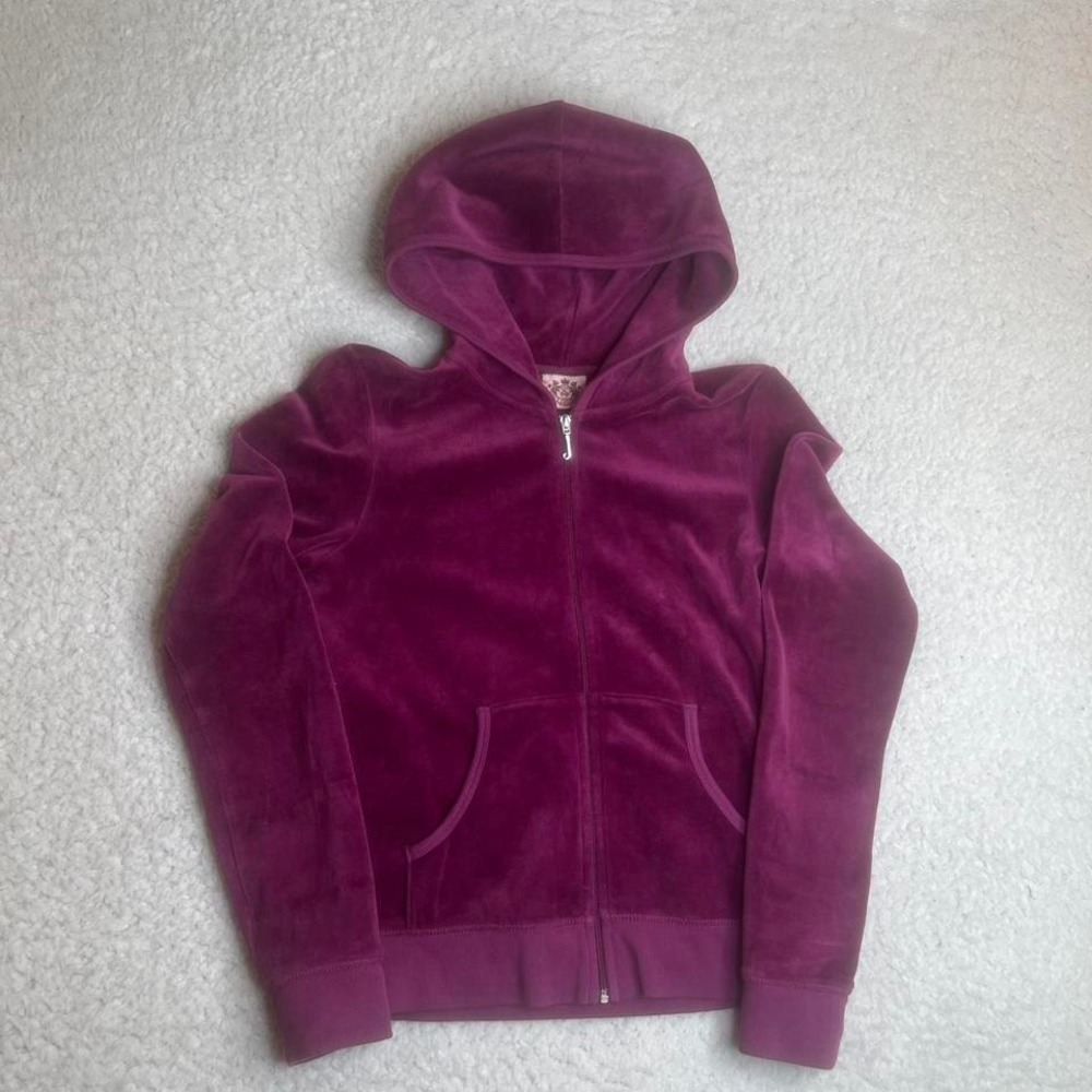 Juicy Couture Y2K sequin Scottie dog velour zip-up hoodie deep purple grunge M